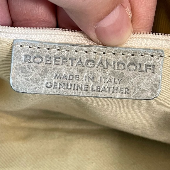 Roberta Gandolfi Women's Gray Genuine Leather Big Ribbon Tote Carryall Handbag - Picture 9 of 13